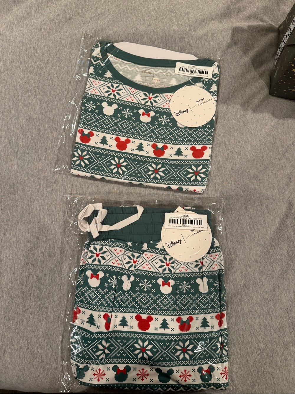 Little Sleepies Green and Red Mickey Mouse Holiday Pajama Set
